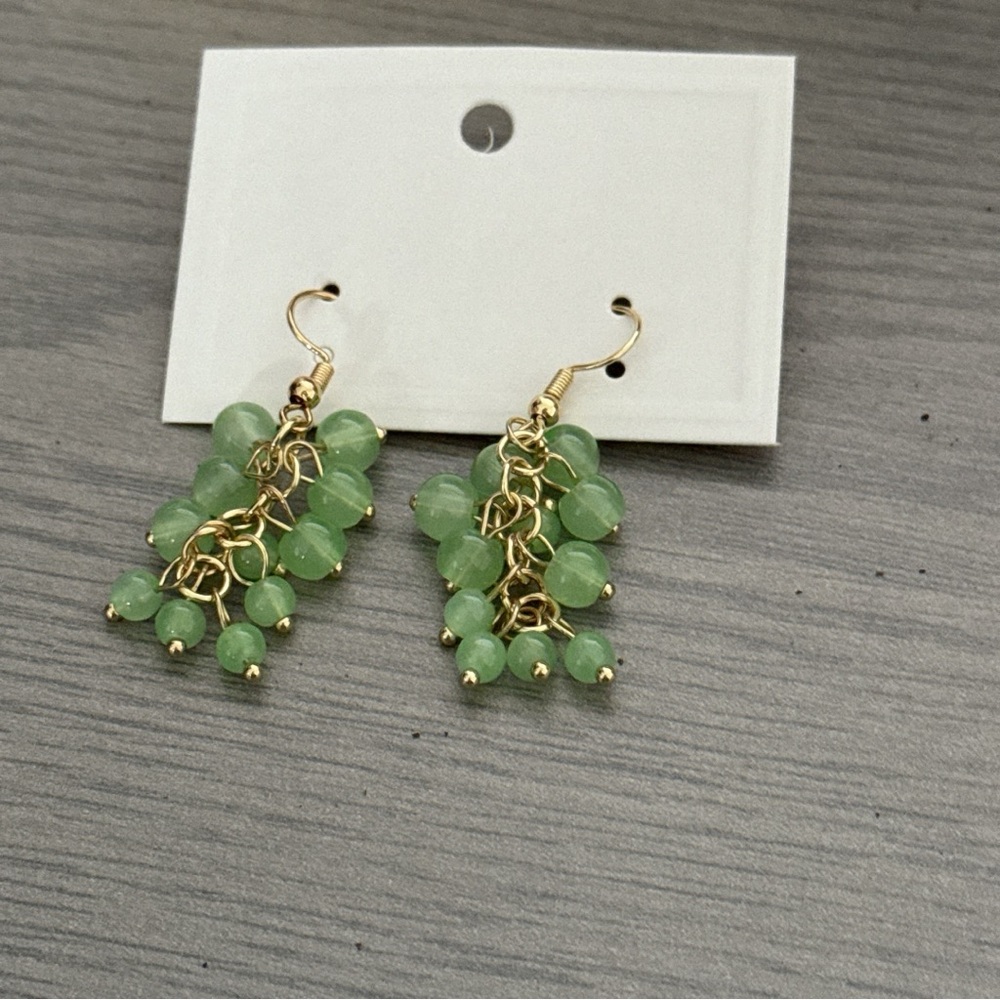 Elegant Green Beaded Earrings